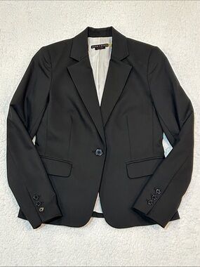 Alice & Olivia Employed Black Single Button Blazer Jacket Small Career Classic